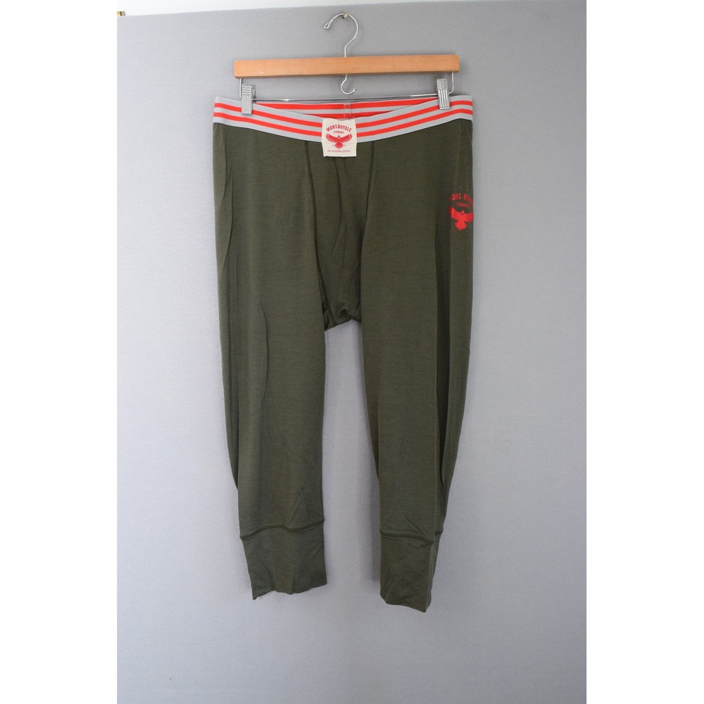 Mons Royale Base Layer Cropped XL Green 100% Merino Wool Airborne Leggings Mens